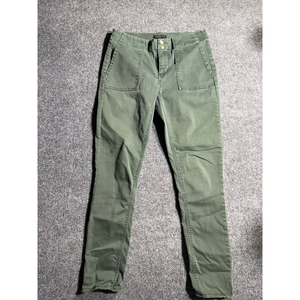 Tinsel Womens Skinny Utility Pants Olive Green Patch Pockets Raw Hem Size 26